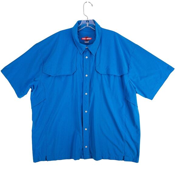 Tru-Spec Hiking Shirt Men's 2XL Vented Snaps Blue Button Down Short Sleeve - Picture 1 of 13